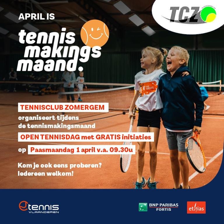 2024 04 01 Tennismakingsmaand Kids Open Tennisdag Logo Vierkant